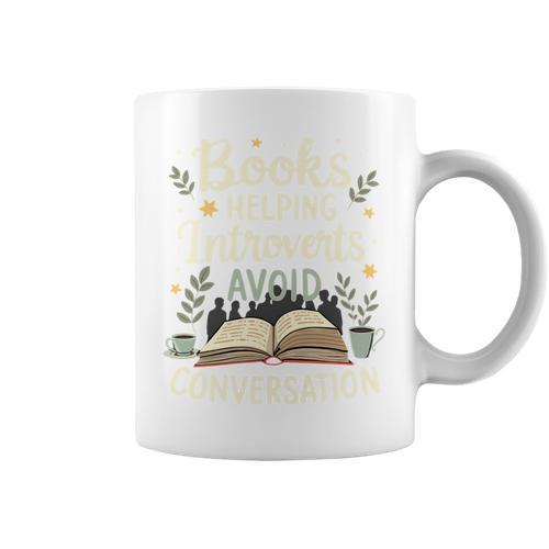 Books Helping Introverts Avoid Conversation Introvert Graphic Print Coffee Mug - Bookorys UK