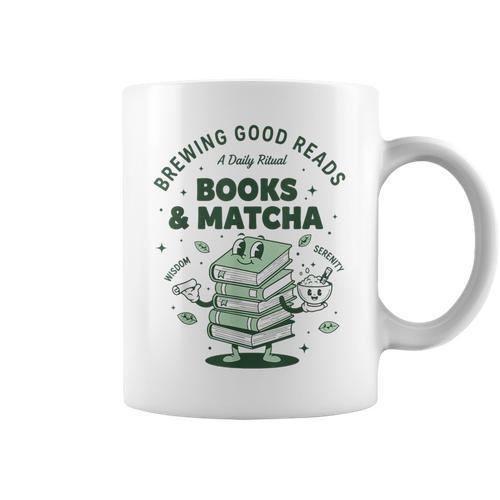 Books And Matcha Brewing Good Reads Matcha Tea Graphic Print Coffee Mug - Bookorys AU