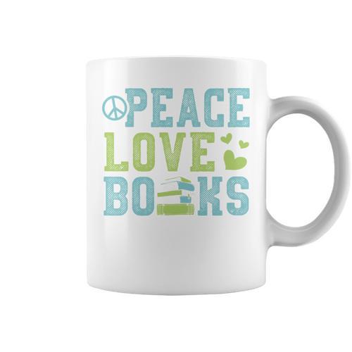 Books Peace Love Bookworm Book Nerd Book Lover Reading Graphic Print Coffee Mug - Bookorys CA