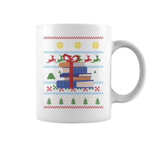 Books Reading Ugly Christmas Book Lover Graphic Print Coffee Mug - Bookorys DE