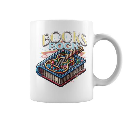 Books Rock Rock'n Roll Science Of Reading Teachers Guitar Graphic Print Coffee Mug - Bookorys UK