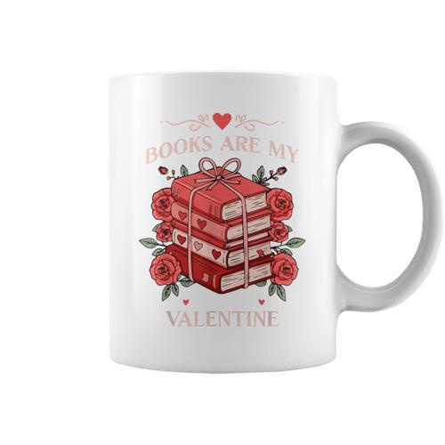 Books Are My Valentine Book Lover Heart Matching Party Graphic Print Coffee Mug - Bookorys UK