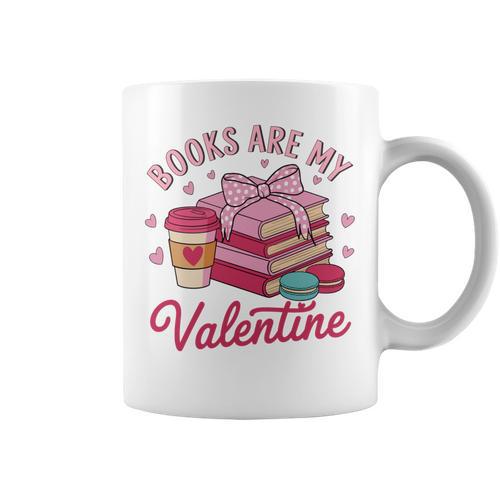 Books Are My Valentine Coquette Bow Bookworm Pink Books Graphic Print Coffee Mug - Bookorys