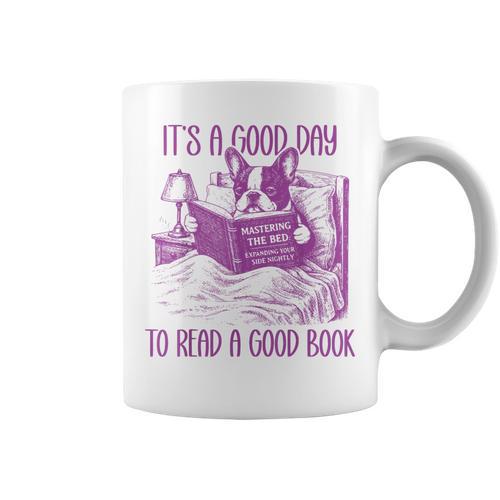 Boston Terrier Reading Book Good Day To Read a Book Graphic Print Coffee Mug - Bookorys UK