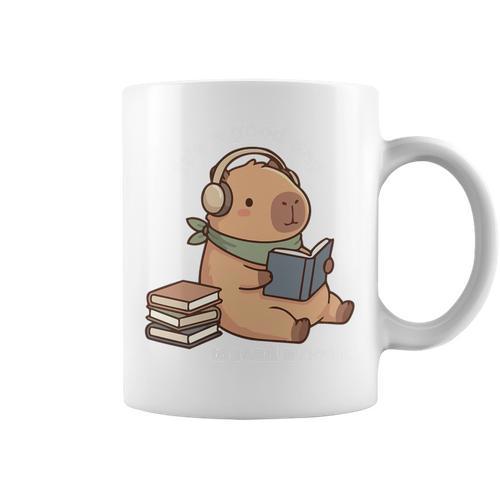 Capybara Reading a Book Cute Reading For Boys Girls Premium Tri-Blend Graphic Print Coffee Mug - Bookorys UK