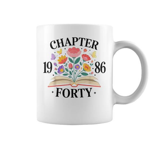 Chapter Forty 1986 40th Birthday Wildflower Book Lover Graphic Print Coffee Mug - Bookorys AU