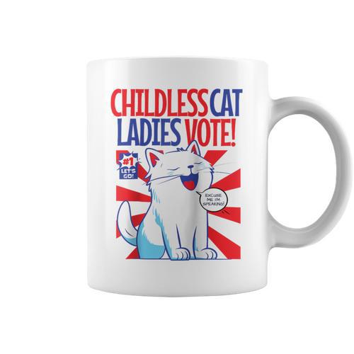 Childless Cat Ladies Vote Kamala Harris Cute Comic Book Cat Raglan Baseball Tee Graphic Print Coffee Mug - Bookorys AU