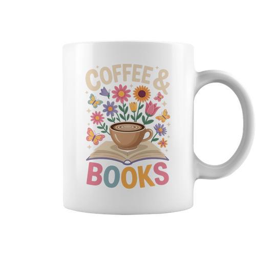 Coffee & Books Lover Wildflowers Boho Aesthetic Premium Tri-Blend Graphic Print Coffee Mug - Bookorys UK
