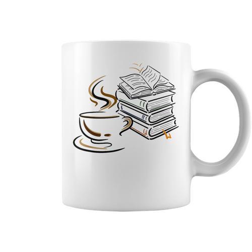 Coffee And Books Lover Bookworm Reading Library Fan Graphic Print Coffee Mug - Bookorys AU