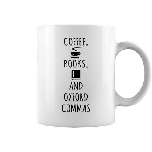 Coffee Books And Oxford Commas Reading T-Shirt Graphic Print Coffee Mug - Bookorys CA