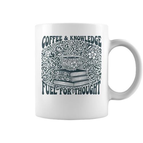 Coffee Knowledge Fuel For Thought Book Lover Reading Graphic Print Coffee Mug - Bookorys UK