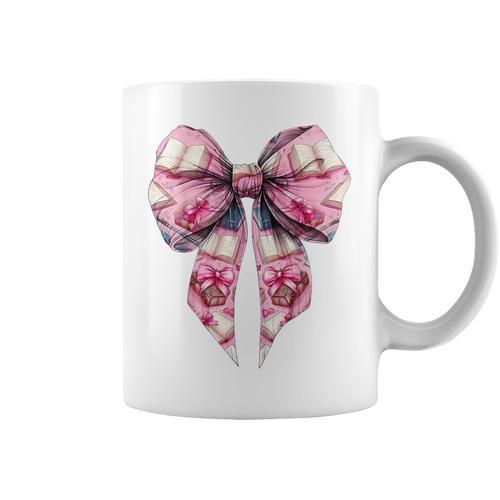 Coquette Bow Bookworm Book Reader Reading Books Pattern Girl Graphic Print Coffee Mug - Bookorys UK