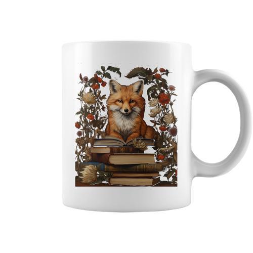 Cottagecore Aesthetic Floral Fox With Book Cute Goblincore Graphic Print Coffee Mug - Bookorys UK
