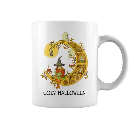 Cozy Halloween Coloring Book Adult Coloring Graphic Print Coffee Mug - Bookorys CA