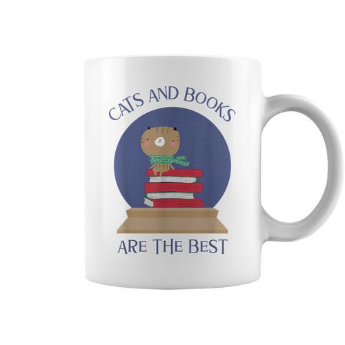 Cute CATS AND BOOKS ARE THE BEST SNOW GLOBE Graphic Print Coffee Mug - Bookorys