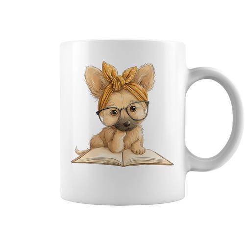 Cute Chihuahua Reading Dog Book Lover Animal Graphic Baby Premium Tri-Blend Graphic Print Coffee Mug - Bookorys CA