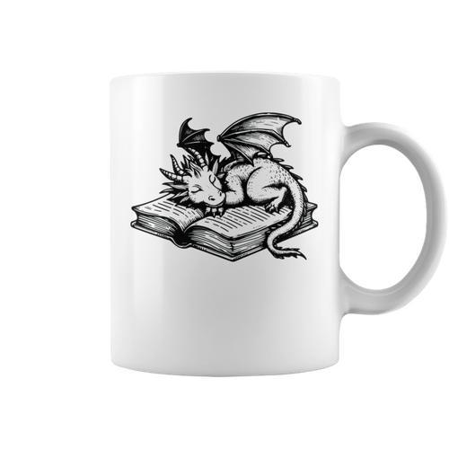 Cute Dragon Books Cottagecore Bookworm Book Lover Graphic Print Coffee Mug - Bookorys AU