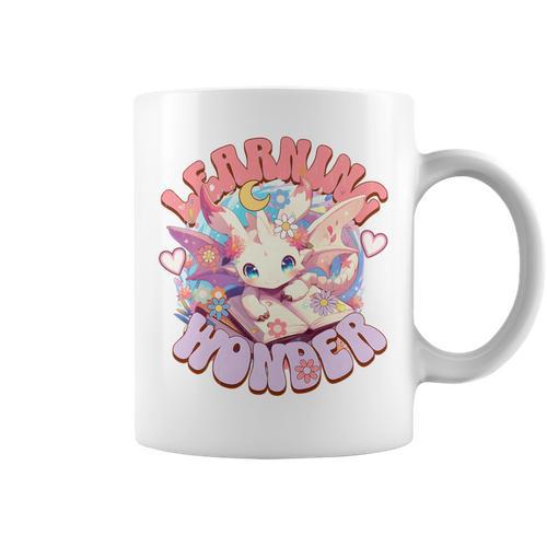 Cute Dragon Learning Wonder Bookworm Girls Books & Dragons Premium Tri-Blend Graphic Print Coffee Mug - Bookorys AU