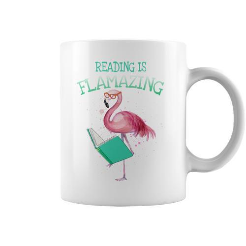 Cute Reading Is Flamazing Flamingo Book Lover Reader Graphic Print Coffee Mug - Bookorys
