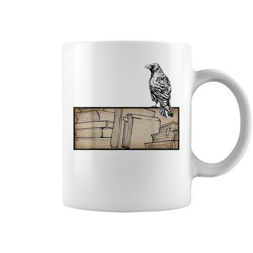Dark Academia Aesthetic Raven Crow Soft Grunge Books Graphic Print Coffee Mug - Bookorys