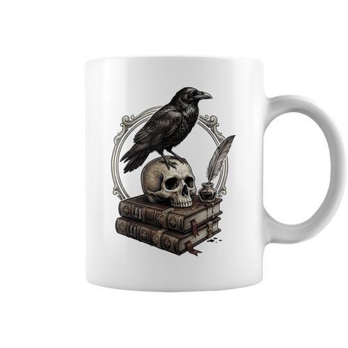 Dark Academia Raven Skull Books Graphic Print Coffee Mug - Bookorys DE