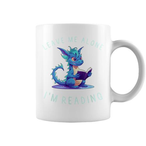 Dragon Reading Book Lover Leave Me Alone I'm Reading Graphic Print Coffee Mug - Bookorys DE