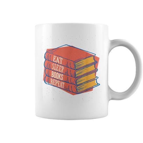 Eat Sleep Books Repeat Book Lover Reading Bookworm Teacher Graphic Print Coffee Mug - Bookorys