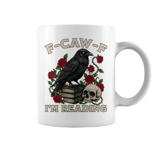 F-CAW-F I'm Reading Crow Book Lover Introvert Meme Graphic Print Coffee Mug - Bookorys UK