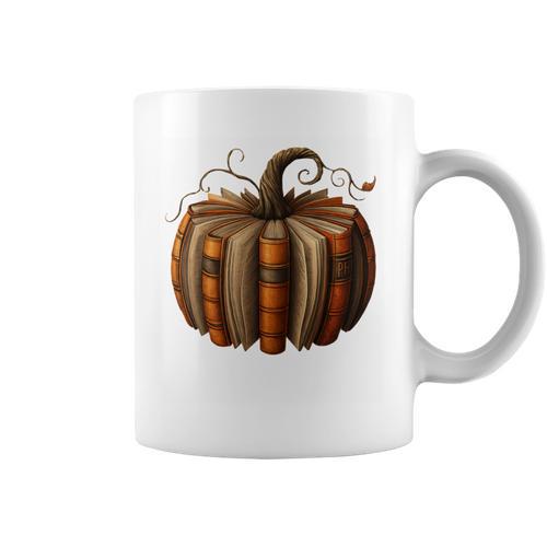 Fall Book Pumpkin Halloween Retro Fall Librarians Bookworm Graphic Print Coffee Mug - Bookorys AU