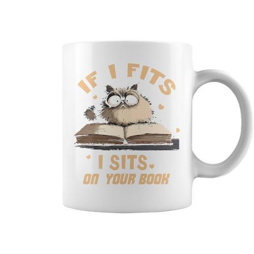 If i Fits I Sits On Your Book Premium Tri-Blend Graphic Print Coffee Mug - Bookorys