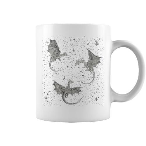 Flying Dragon Fantasy Reader For Bookworm Book Lovers Graphic Print Coffee Mug - Bookorys