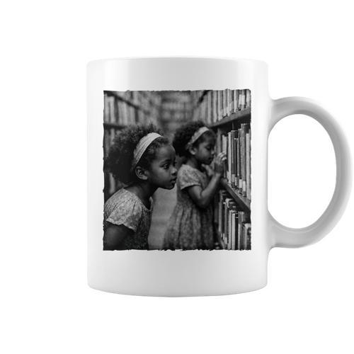Girls Reading Books Book Lover Afro African Reader Graphic Print Coffee Mug - Bookorys