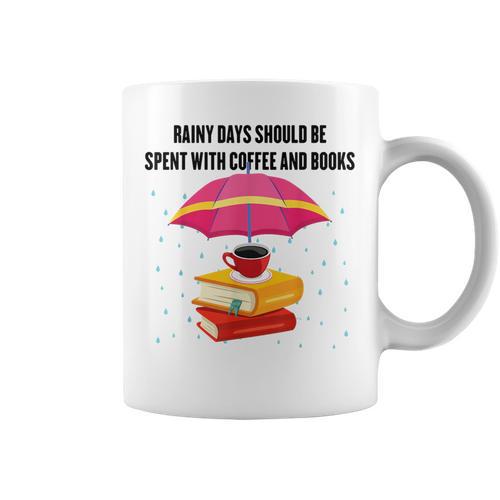 Gloomy Rainy Days Should Be Spent With Coffee And Books Graphic Print Coffee Mug - Bookorys UK