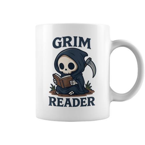 Grim Reader Dark Humor Read Book & Library Lovers Graphic Print Coffee Mug - Bookorys AU