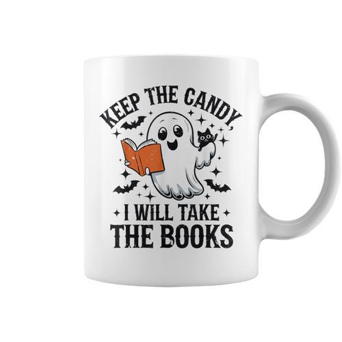 Halloween Keep The Candy I'Ll Take Books Ghost Book Lovers Graphic Print Coffee Mug - Bookorys UK