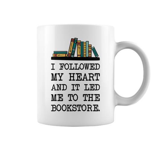 My Heart Led Me To The Bookstore Book Lover Reading Graphic Print Coffee Mug - Bookorys