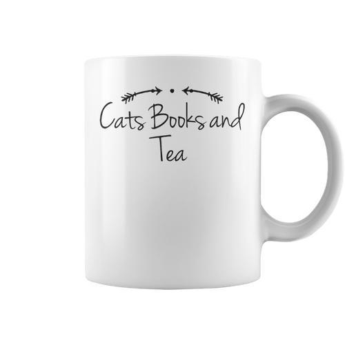 Humor Cats Books And Tea Graphic Print Coffee Mug - Bookorys AU