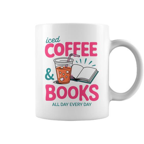 Iced Coffee & Books Reading Lover Trendy Summer Premium Tri-Blend Graphic Print Coffee Mug - Bookorys UK
