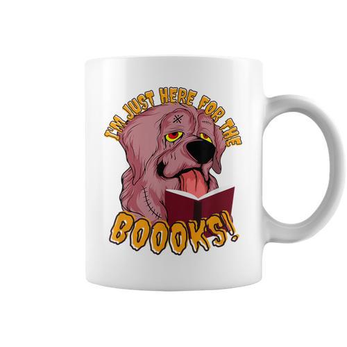 I'm Just Here ForThe BOOOKS Zombie Dog Reading a Book Men Women Kids Graphic Print Coffee Mug - Bookorys