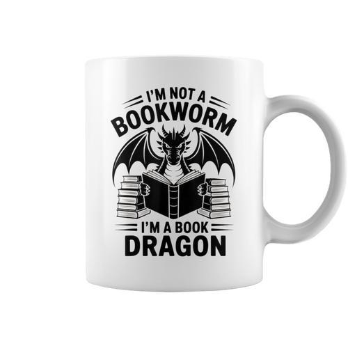 I'm Not a Bookworm I'm a Book Dragon Fantasy Readers Club Graphic Print Coffee Mug - Bookorys