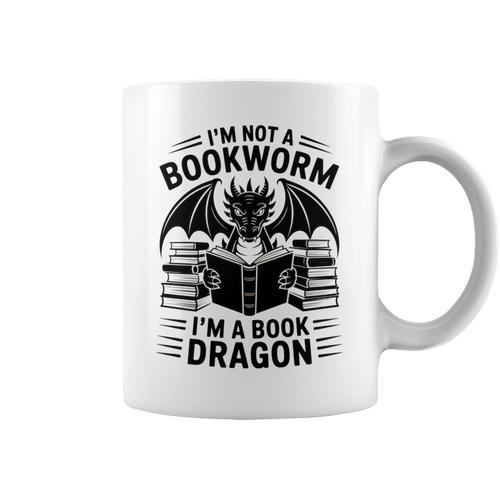 I'm Not a Bookworm I'm a Book Dragon Fantasy Readers Fun Graphic Print Coffee Mug - Bookorys