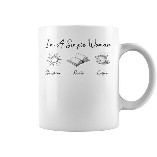 I'm a Simple Woman Sunshine Books Coffee Reading Tee Graphic Print Coffee Mug - Bookorys DE