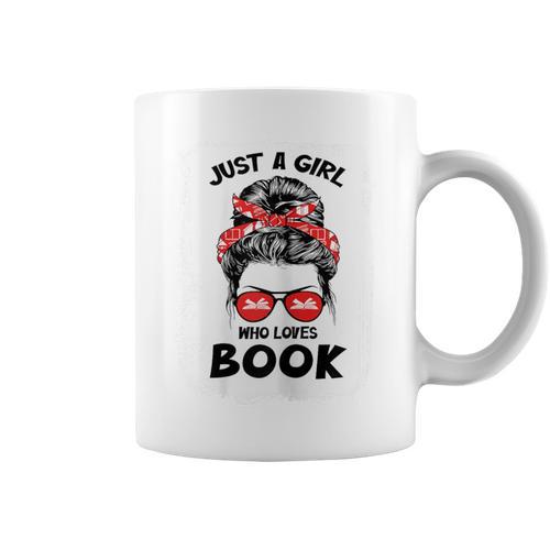 Just a Girl Who Loves Book Funny Librarian Writer Reader Graphic Print Coffee Mug - Bookorys