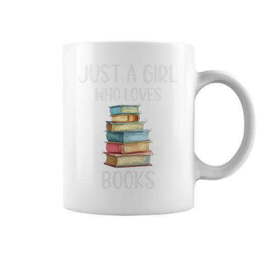 Just A Girl Who Loves Books Bookworm Book Lovers Premium Tri-Blend Graphic Print Coffee Mug - Bookorys DE