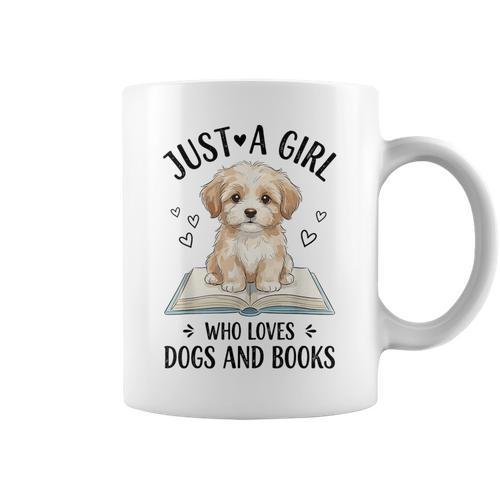 Just A Girl Who Loves Books And Dogs Puppy Pet Lover Graphic Print Coffee Mug - Bookorys