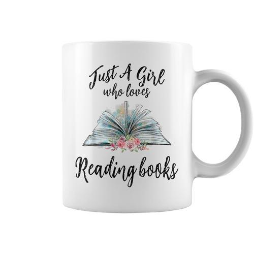 Just a Girl Who Loves Books Lover Bookworm Bookaholic Reader Graphic Print Coffee Mug - Bookorys DE