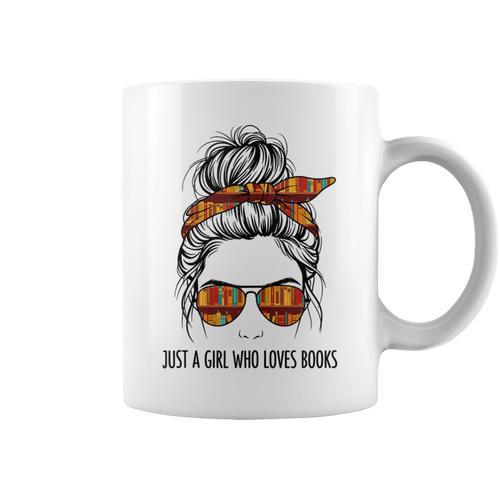Just a Girl Who Loves Books Pajamas Shirt Reading Book Lover Graphic Print Coffee Mug - Bookorys