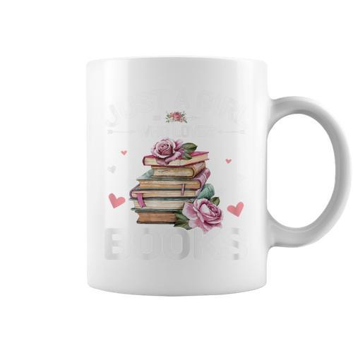 Just A Girl Who Loves Books Shirt Books Lover Girls Bookworm Graphic Print Coffee Mug - Bookorys
