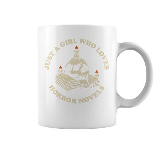 Just A Girl Who Loves Horror Novels Book Lover Graphic Print Coffee Mug - Bookorys UK