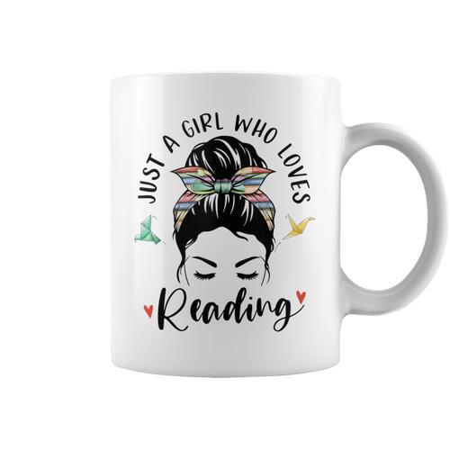 Just A Girl Who Loves Reading Hair Bun For Book Lover Graphic Print Coffee Mug - Bookorys UK